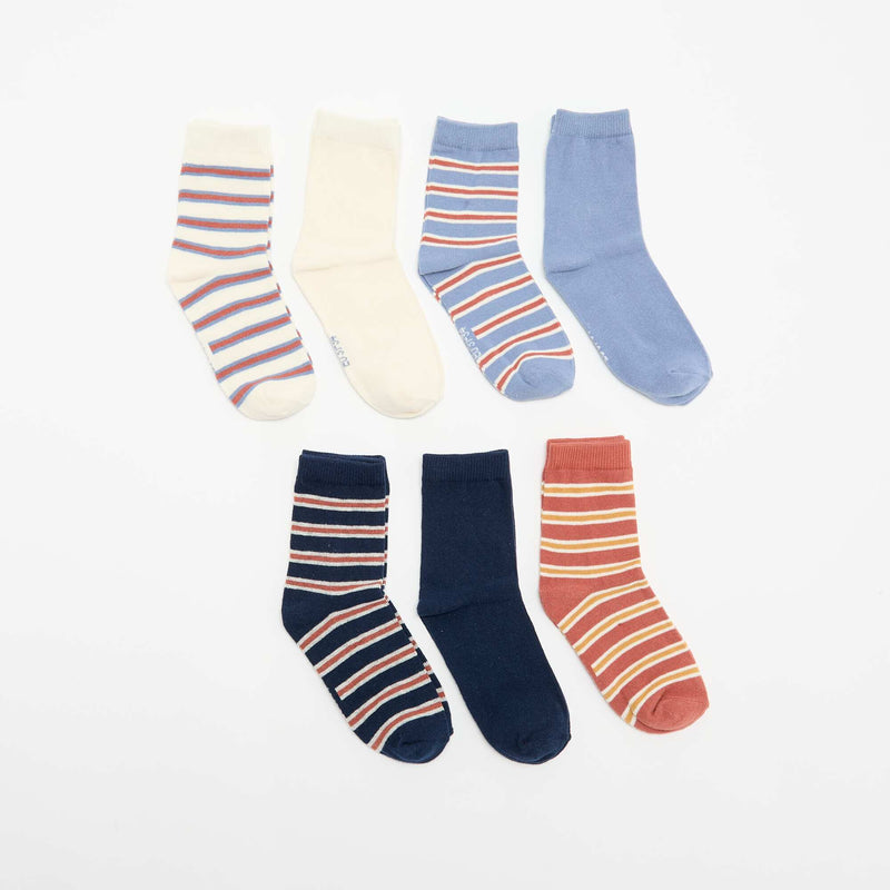Lot de 7 paires de chaussettes imprimées – Bleu – Kiabi Maroc