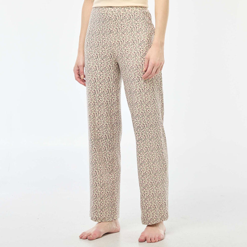 Pantalon côtelé de nuit all-over 'fleur'
