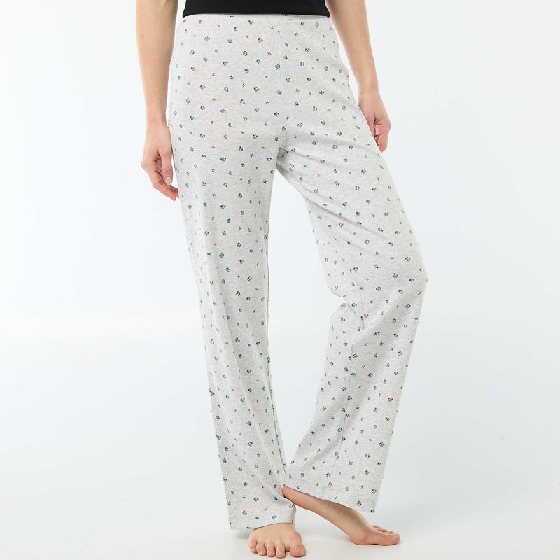 Pantalon côtelé de nuit all-over 'fleur'