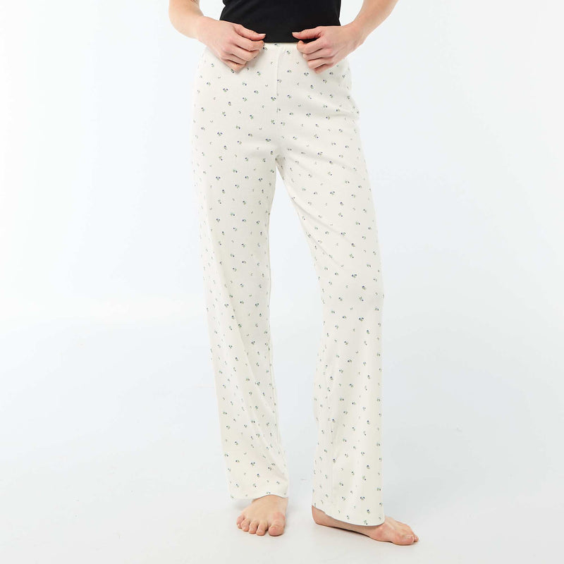 Pantalon côtelé de nuit all-over 'fleur'