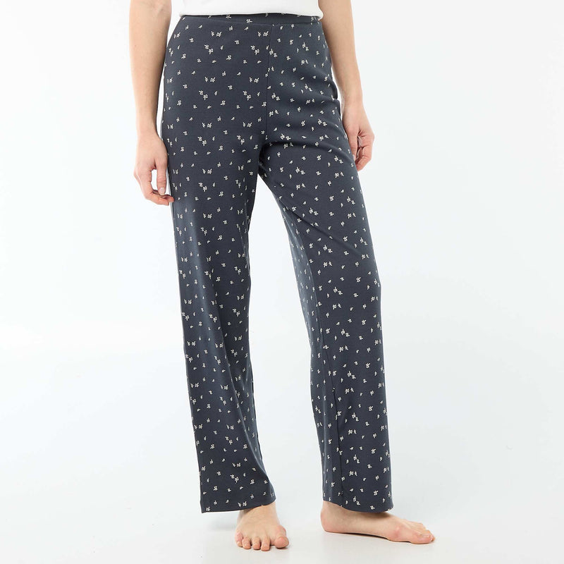 Pantalon côtelé de nuit all-over 'fleur'