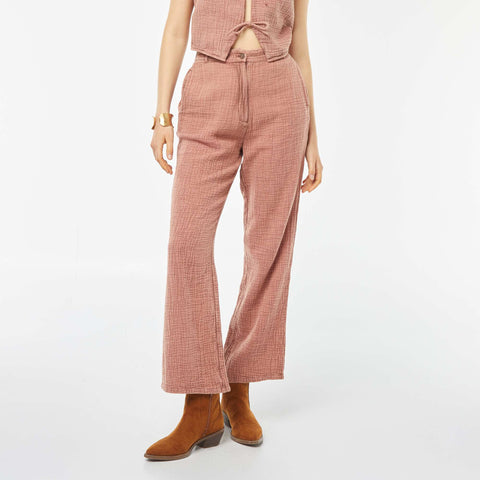 Pantalon large en gaze de coton