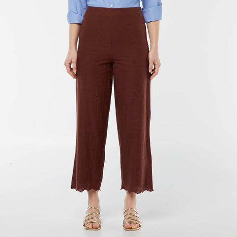 Pantalon large avec broderies anglaises
