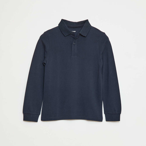 Polo manches longues en maille piquée