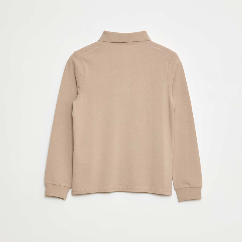 Polo manches longues en maille piquée