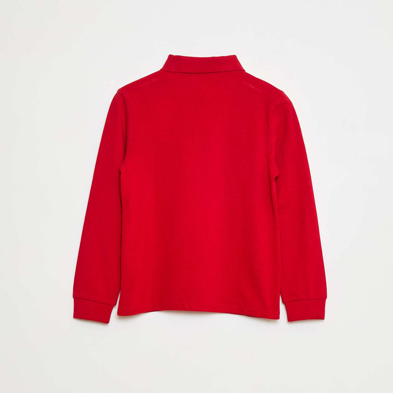 Polo manches longues en maille piquée