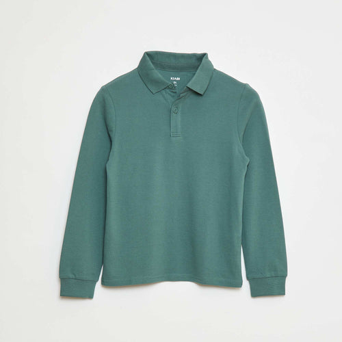 Polo manches longues en maille piquée