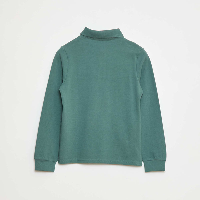 Polo manches longues en maille piquée
