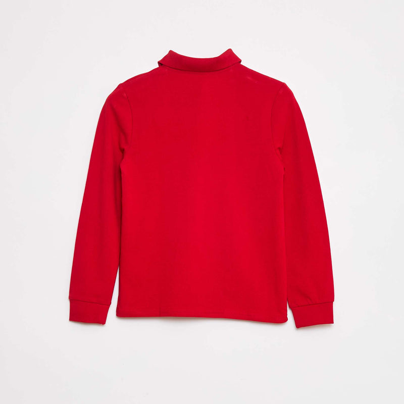Polo manches longues en maille piquée