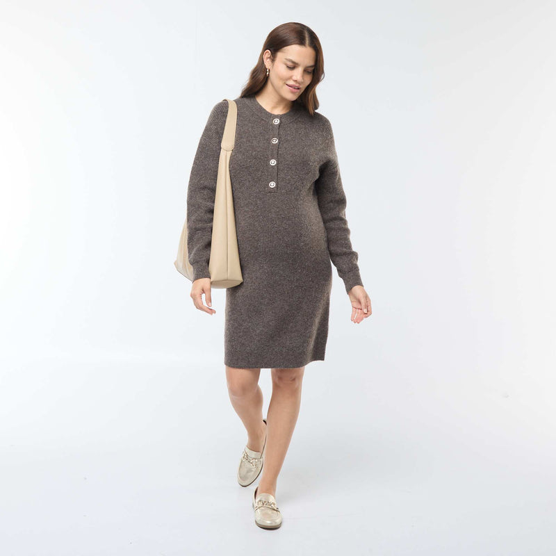 Robe pull d'allaitement à ouverture boutonnée