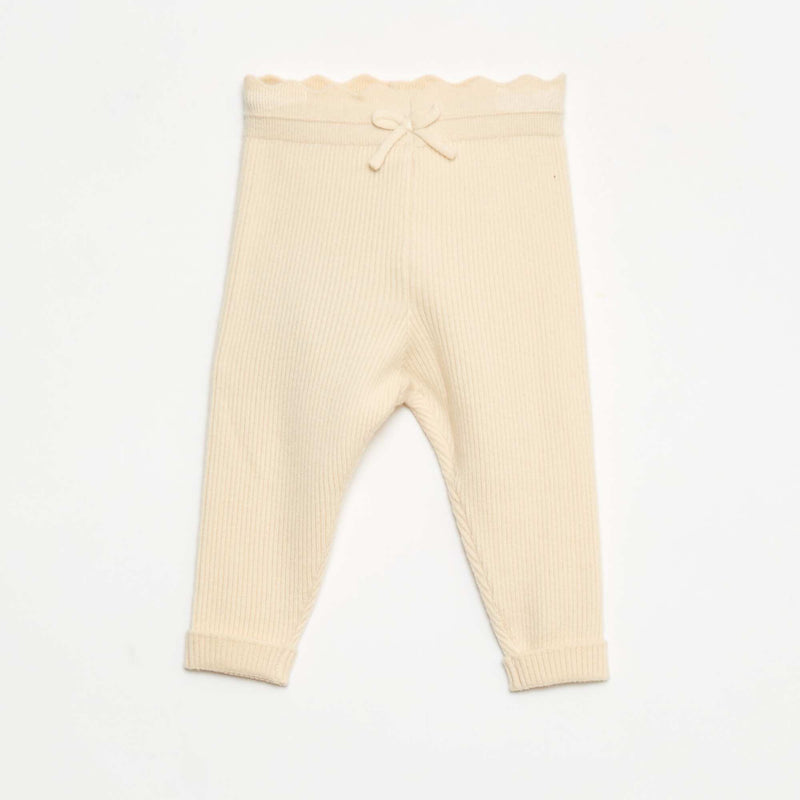 Legging côtelé avec nœud fantaisie