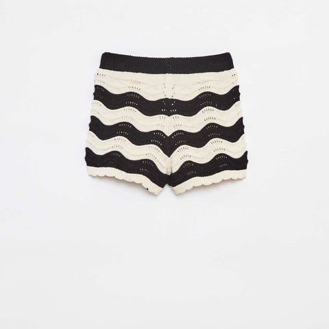 Short rayé en maille crochet avec doublure