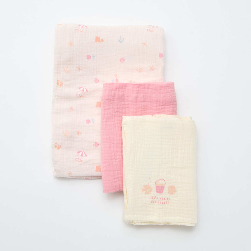 Lot de 3 langes en gaze de coton