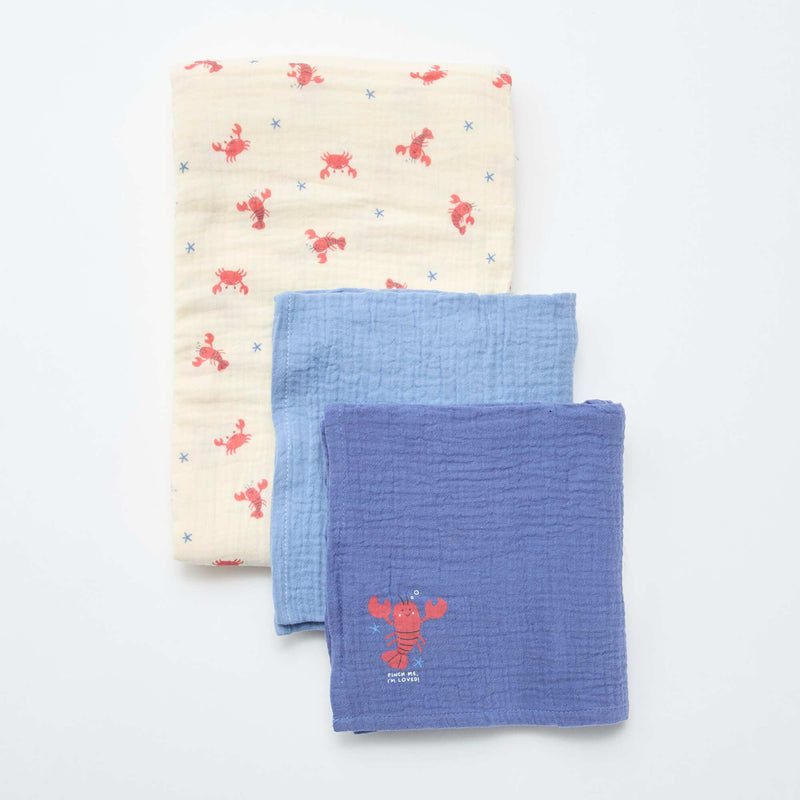 Lot de 3 langes en gaze de coton