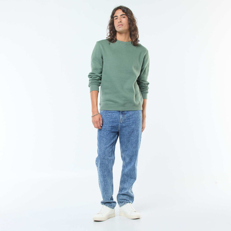 Sweat uni à col rond en molleton gratté