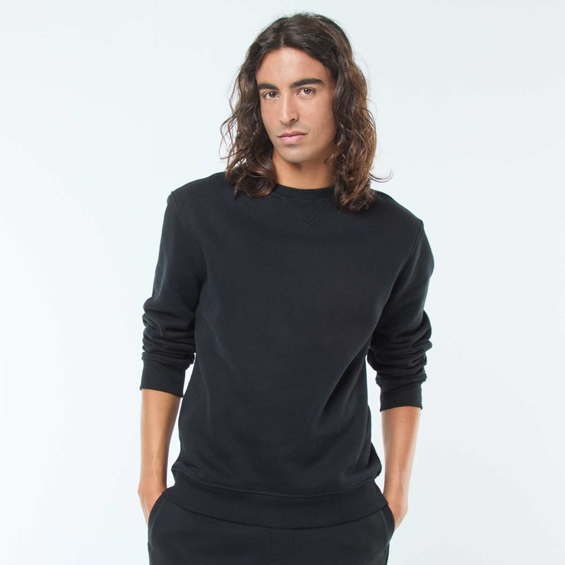 Sweat uni à col rond en molleton gratté