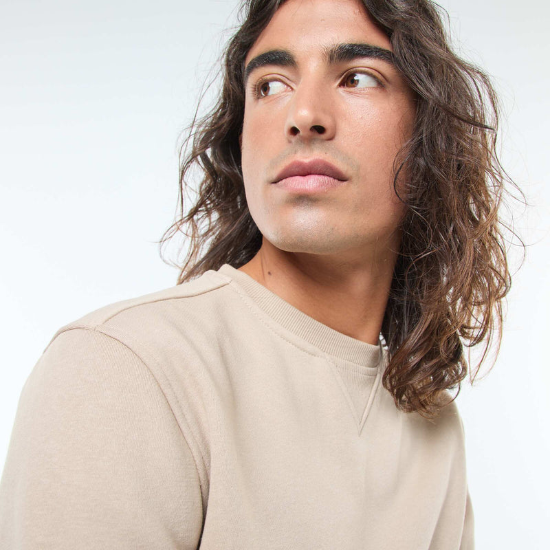 Sweat uni à col rond en molleton gratté