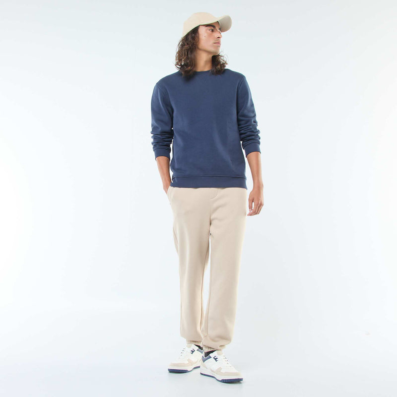 Sweat uni à col rond en molleton gratté