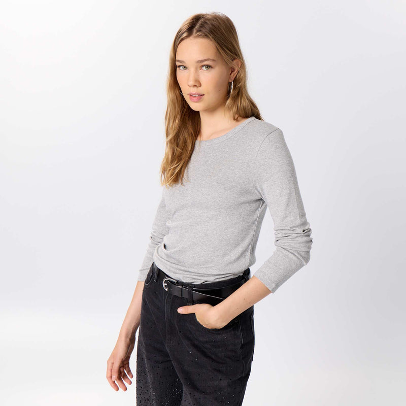 T-shirt à manches longues – Gris – Kiabi Maroc