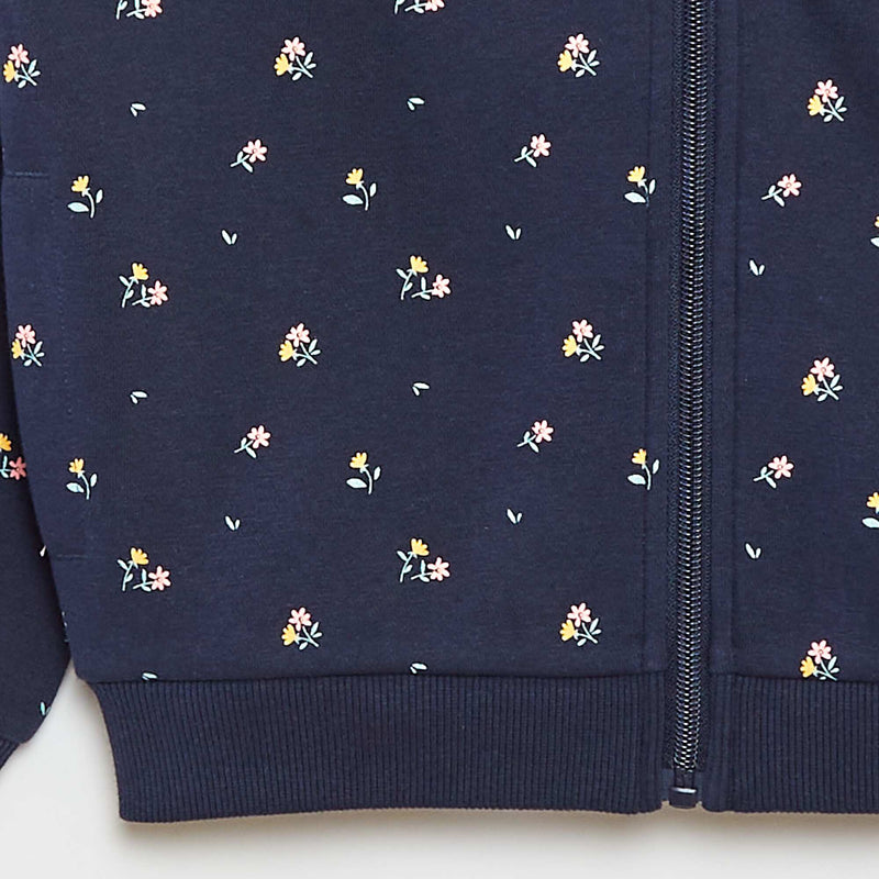 Sweat zippé à capuche avec imprimé