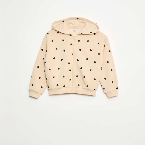 Sweat zippé à capuche avec imprimé