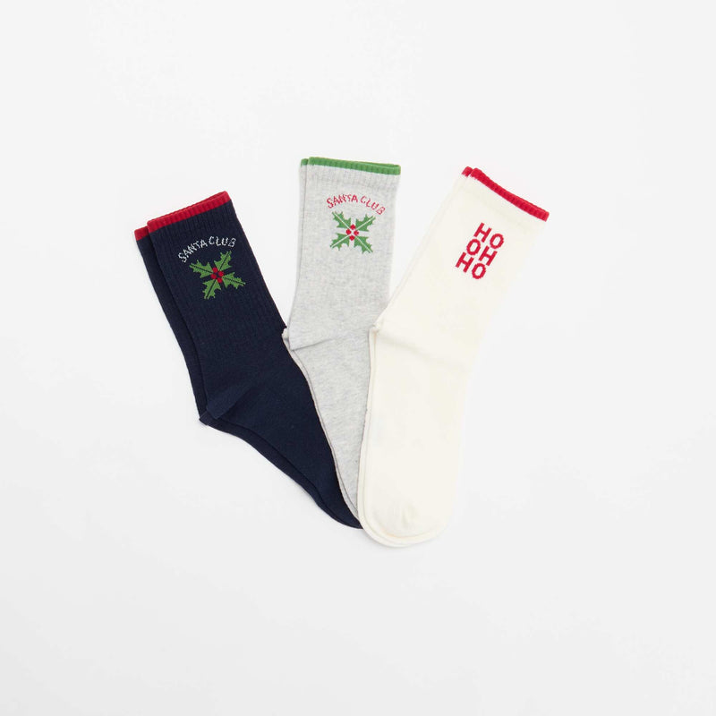 Chaussettes côtelées fantaisies – Gris – Kiabi Maroc