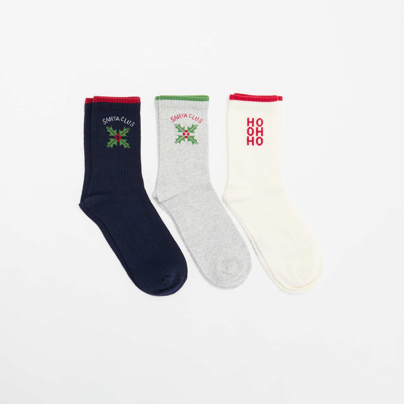 Chaussettes côtelées fantaisies – Gris – Kiabi Maroc