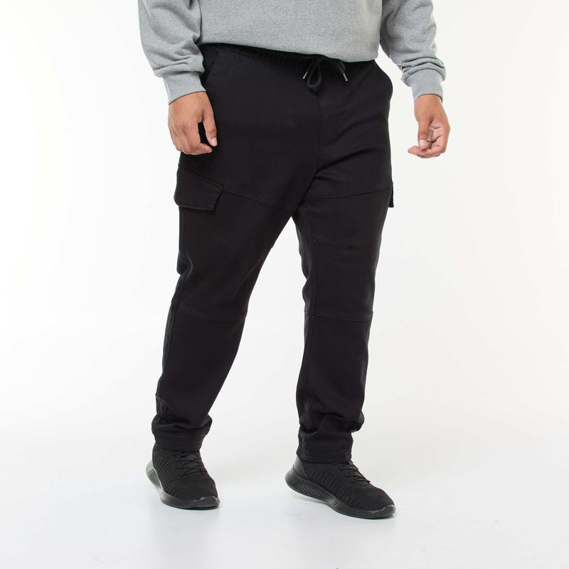 Pantalon multipoches uni avec ceinture élastiquée