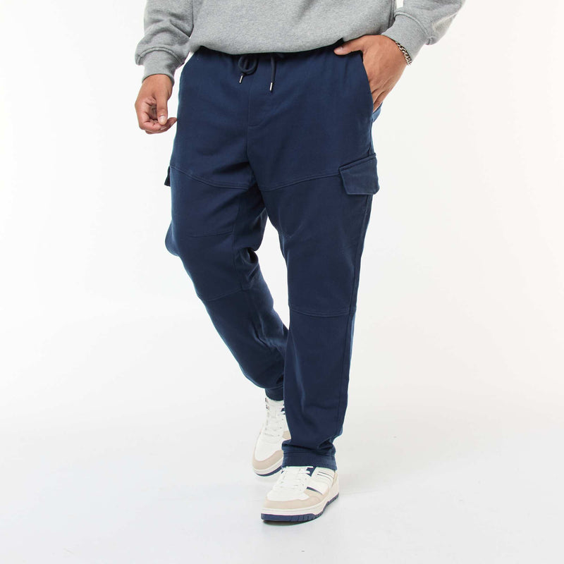 Pantalon multipoches uni avec ceinture élastiquée