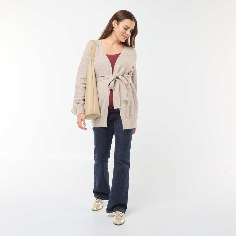 Gilet de maternité long et ceinturé