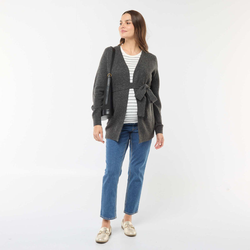 Gilet de maternité long et ceinturé