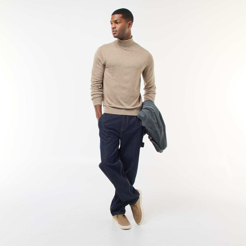 Pull col roulé uni