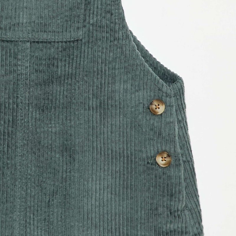 Robe salopette à poche en velours côtelé
