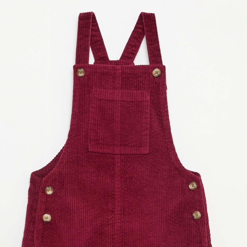 Robe salopette à poche en velours côtelé
