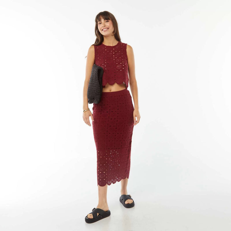 Débardeur en macramé à emmanchures américaines