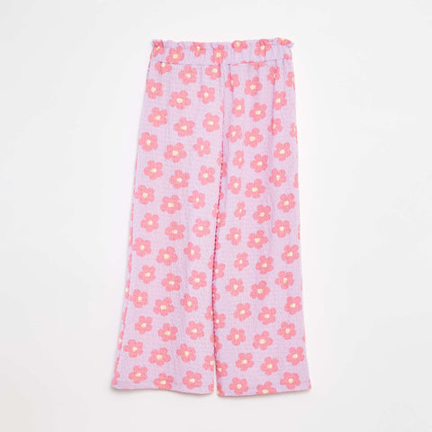 Pantalon en maille gaufrée avec motifs