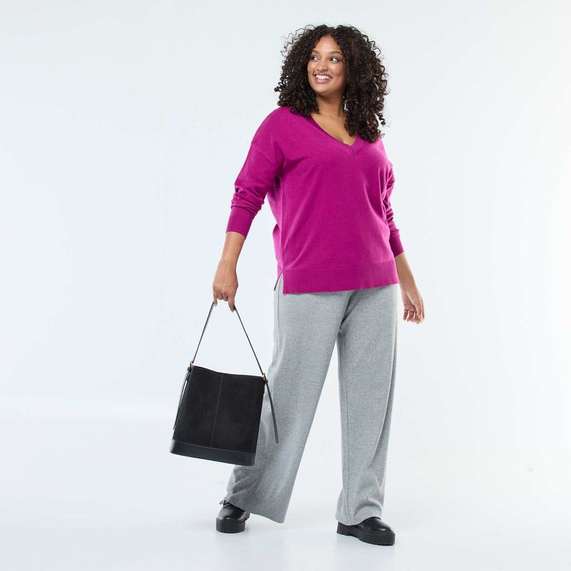 Pull en maille fine avec col V