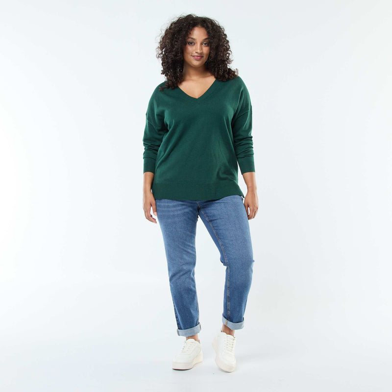 Pull en maille fine avec col V