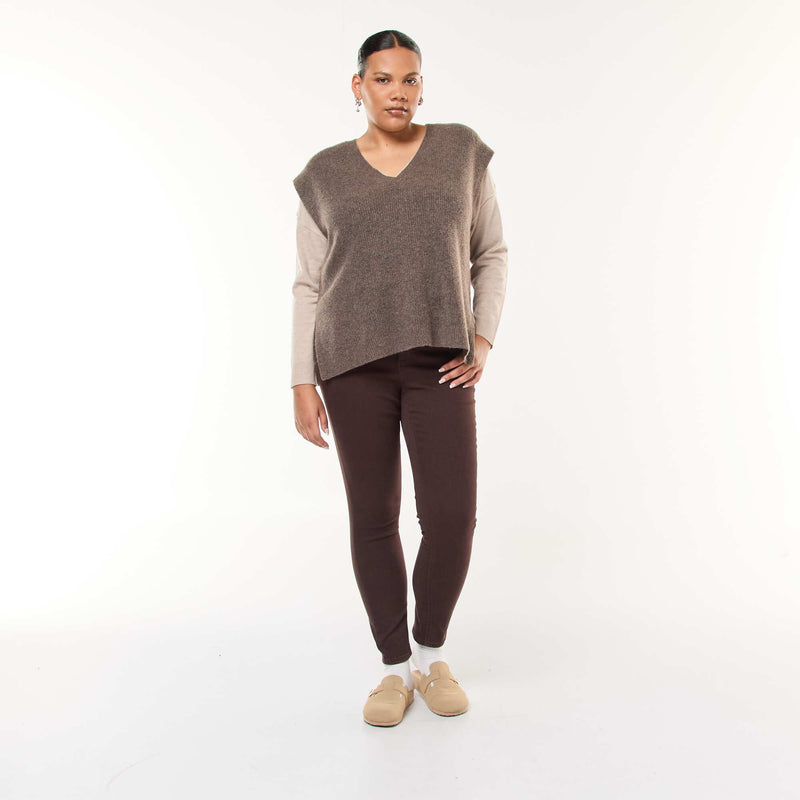 Pull en maille fine avec col V
