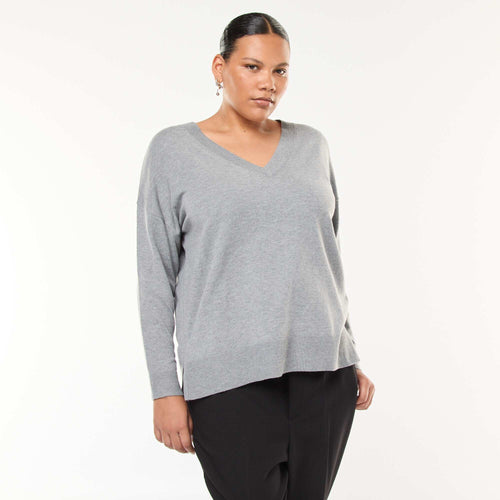 Pull en maille fine avec col V