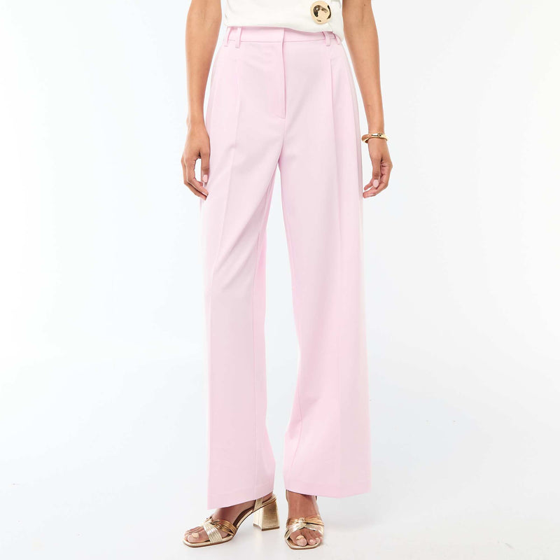 Pantalon large taille haute à 5 poches
