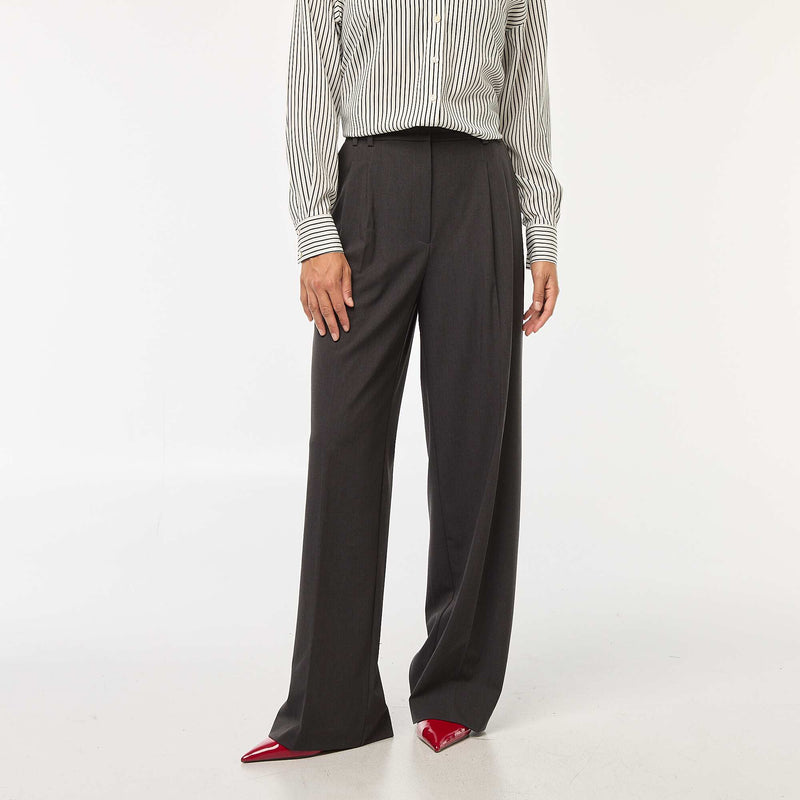 Pantalon large taille haute à 5 poches