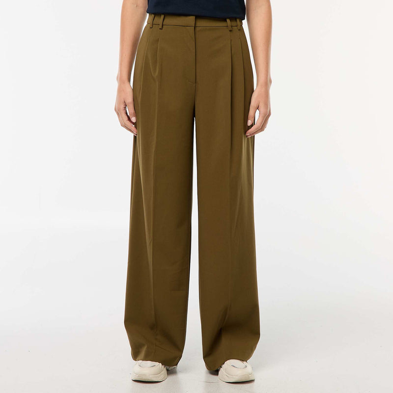 Pantalon large taille haute à 5 poches
