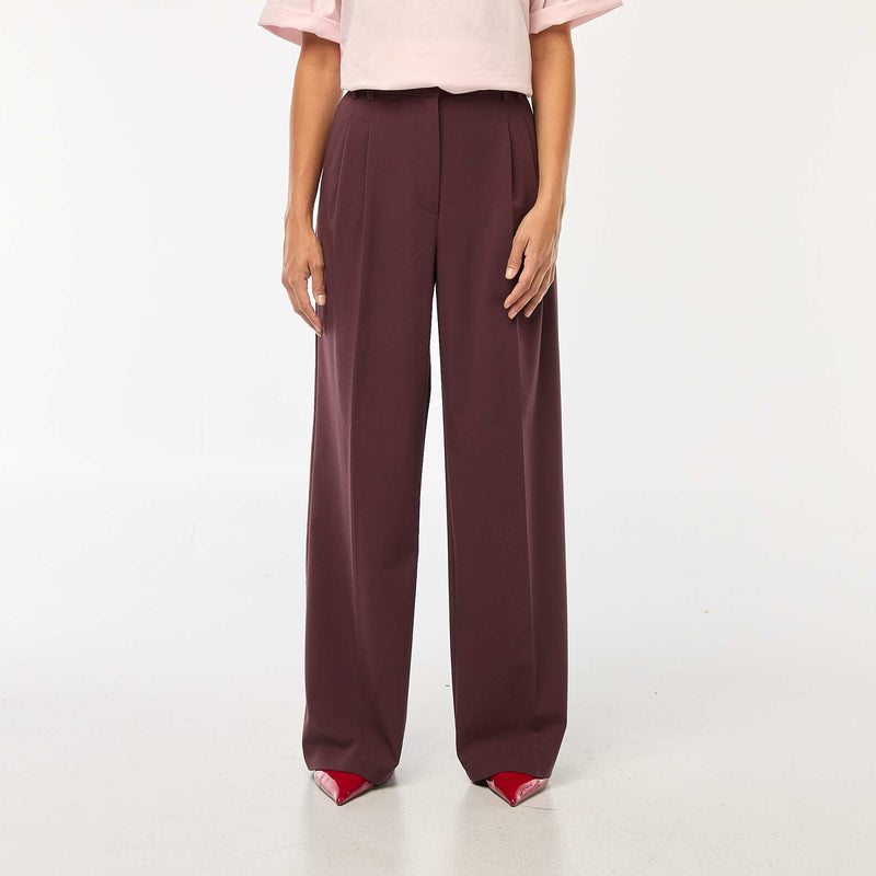 Pantalon large taille haute à 5 poches