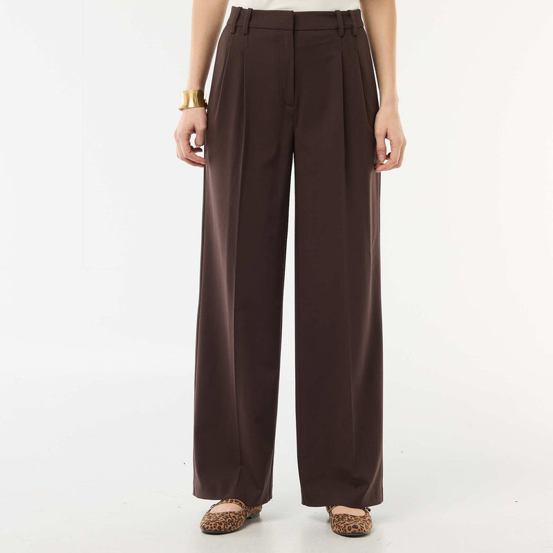 Pantalon large taille haute à 5 poches