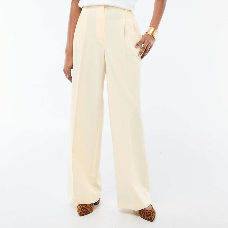 Pantalon large taille haute à 5 poches
