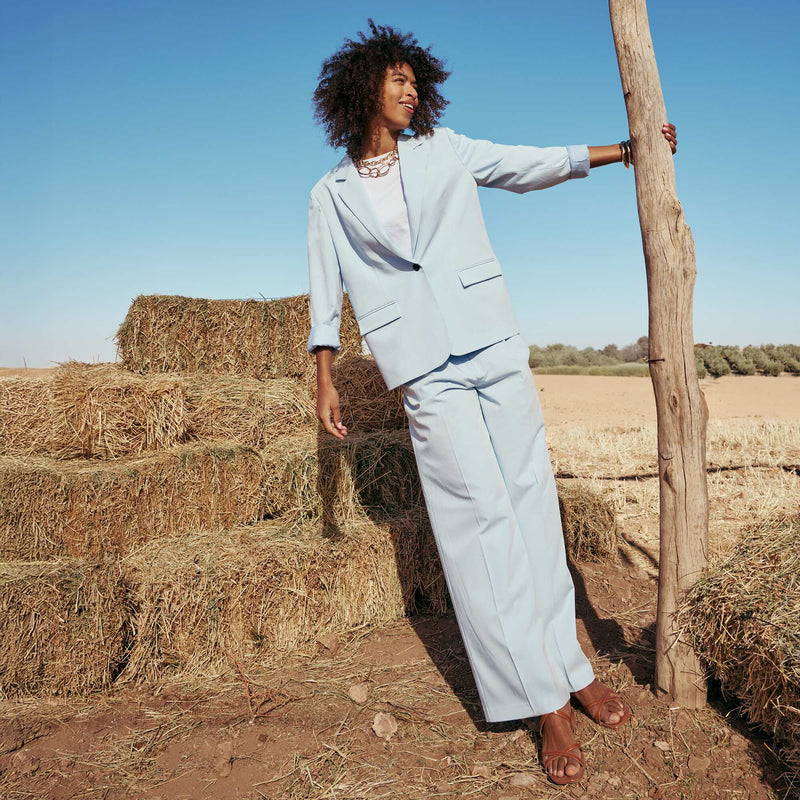 Pantalon large taille haute à 5 poches