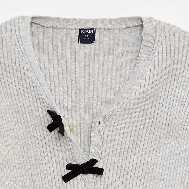 Gilet côtelé avec nœuds en velours