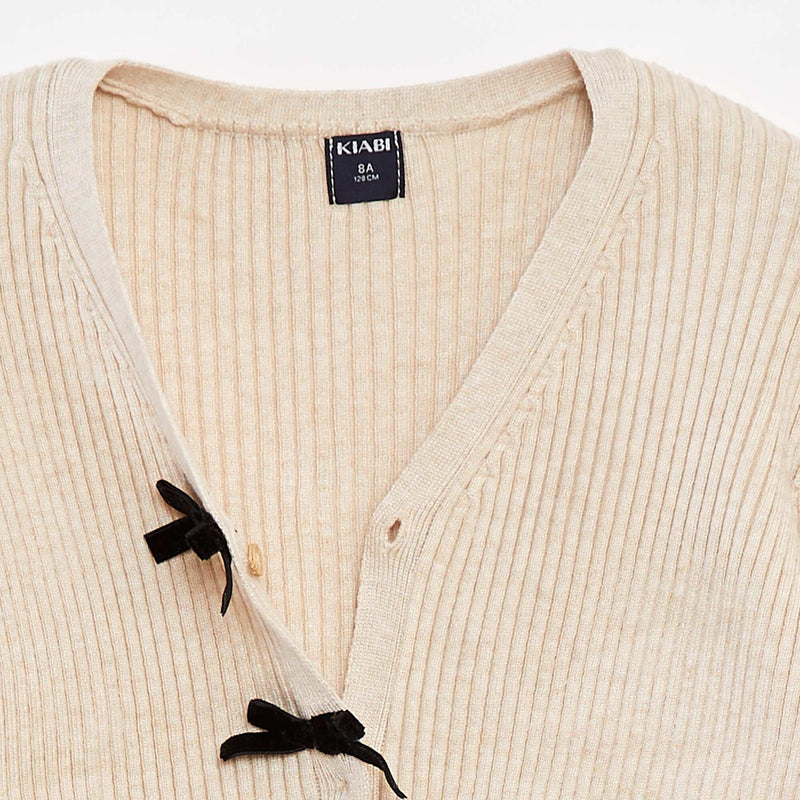 Gilet côtelé avec nœuds en velours
