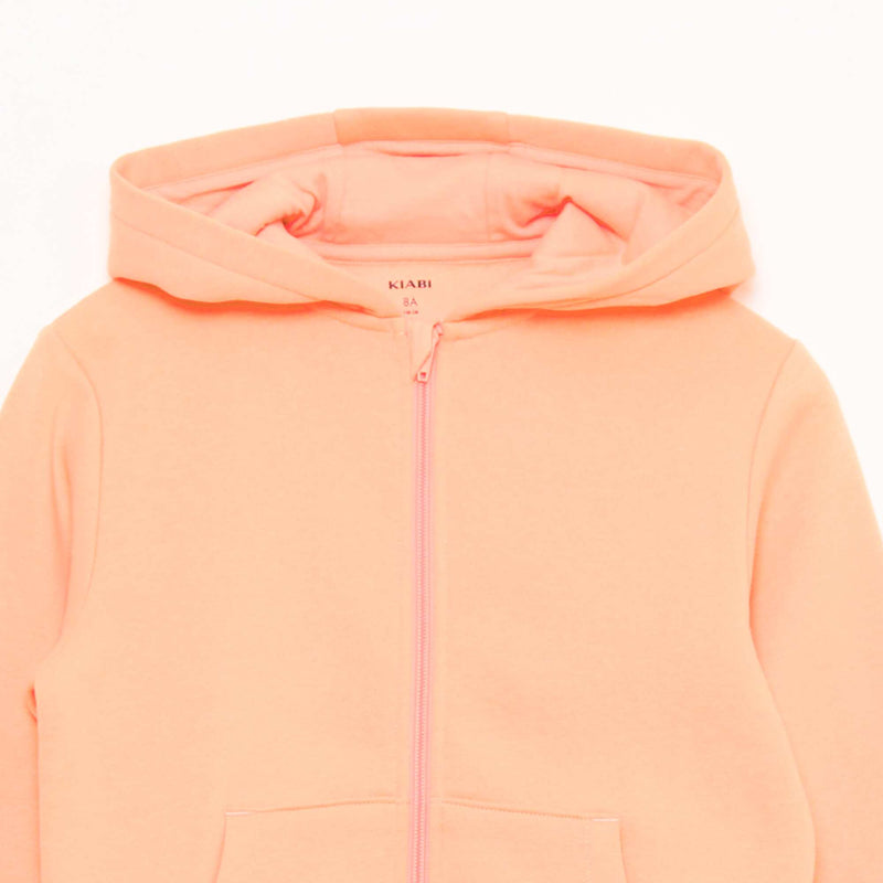 Sweat uni zippé à capuche